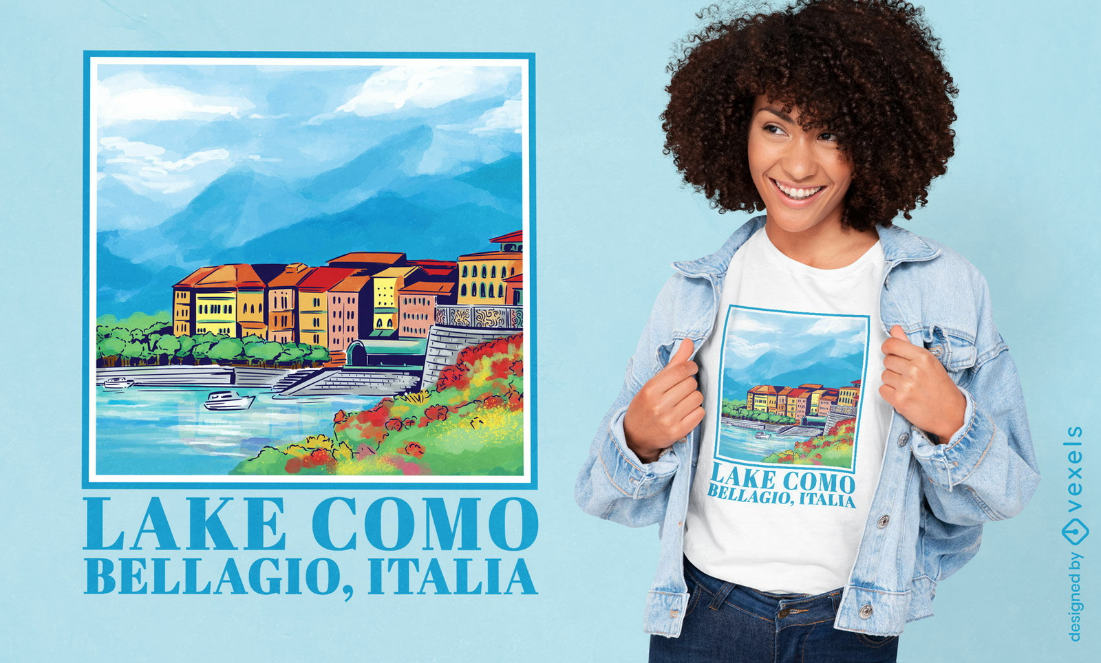 Design de camiseta do Lago de Como Bellagio Itália