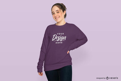 Teen with hand on waist sweatshirt mockup