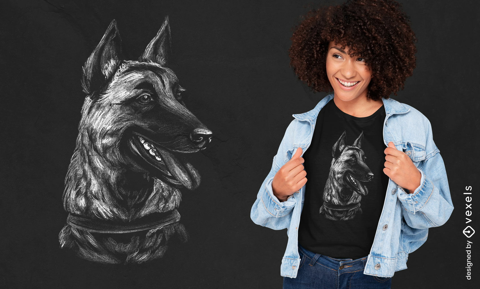 Diseño realista de camiseta de perro Malinois Belga