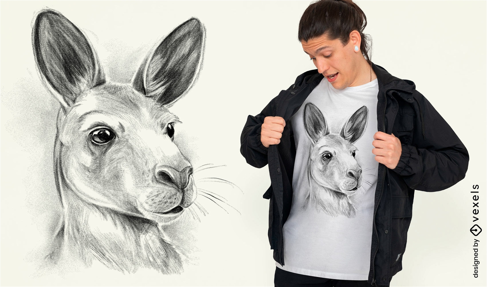 Design de camiseta de ilustração de canguru