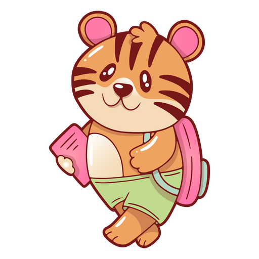 Cute tiger going to school    PNG Design