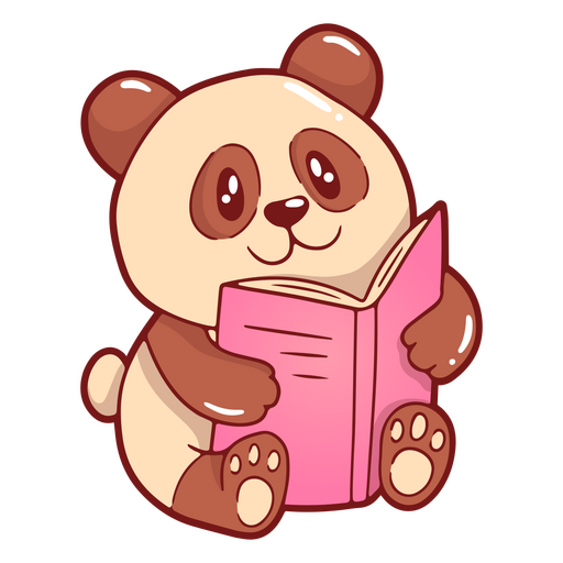 Adorable oso panda leyendo atentamente Diseño PNG