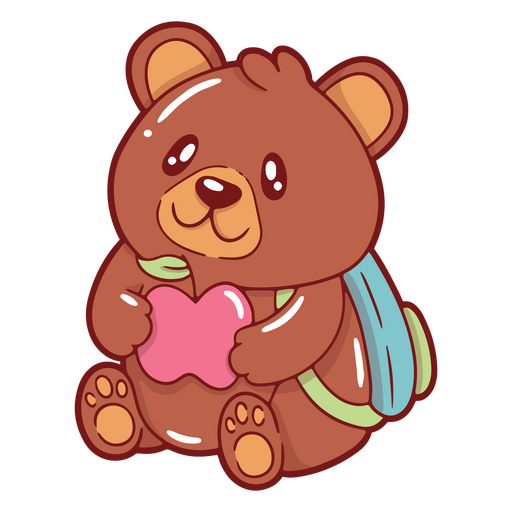 Adorable teddy bear ready to go to school   PNG Design