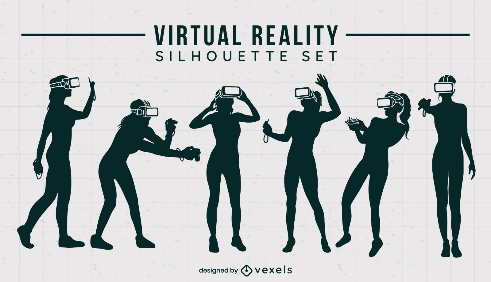 Conjunto de caracteres de mulher de realidade virtual