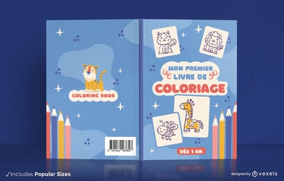 Animais e brilhos para colorir design de capa de livro
