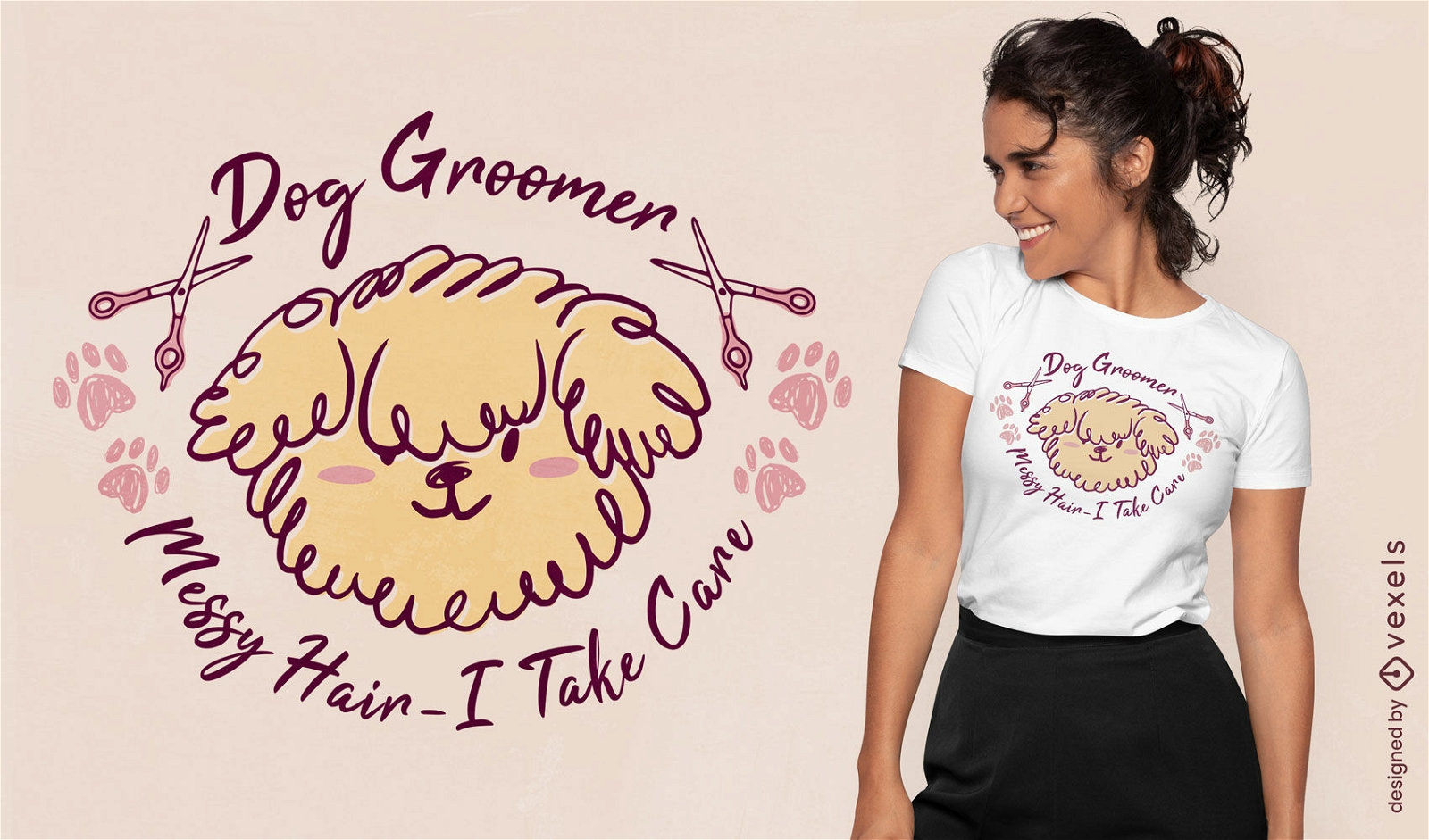 Design de camiseta de cabelo de tosador de cachorro