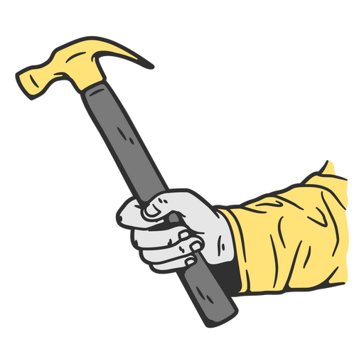 Uma mão com um martelo Desenho PNG