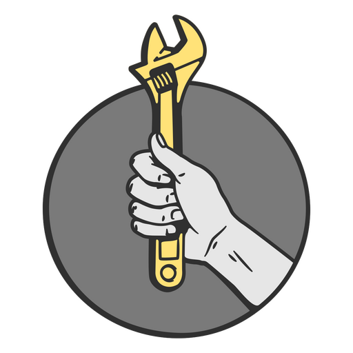 Uma mão com uma chave ajustável Desenho PNG
