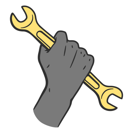 Uma mão segurando uma chave inglesa Desenho PNG