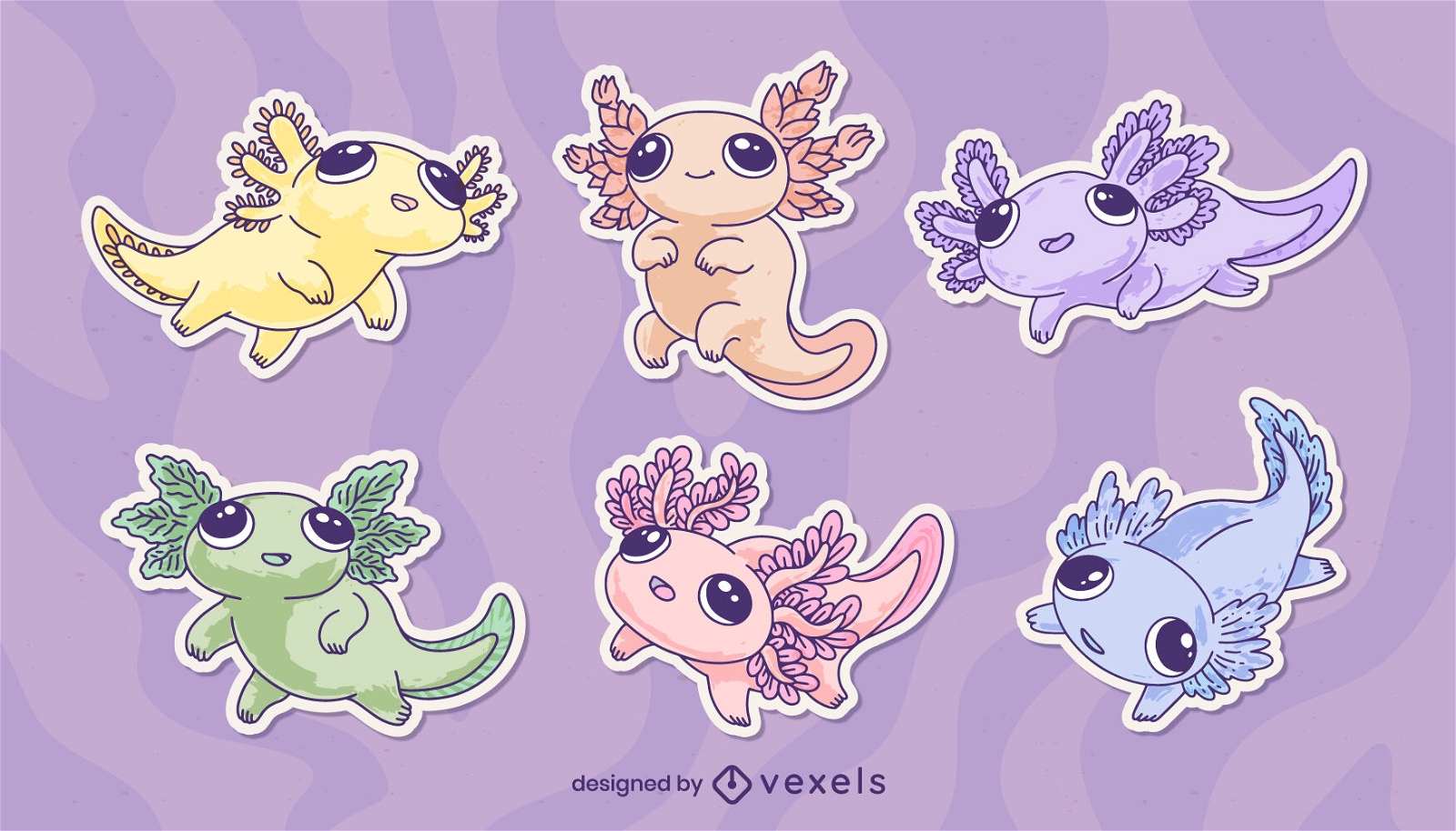 Niedliches Axolotl-Sticker-Set
