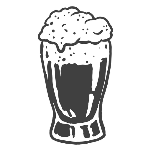 Drawing of a beer glass with foam    PNG Design