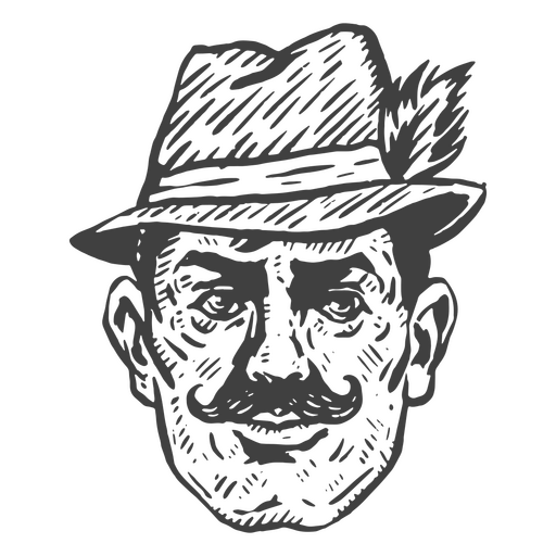 Drawing of a man wearing an Oktoberfest hat    PNG Design