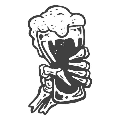 Skeletthand, die einen schaumigen Bierkrug hält PNG-Design