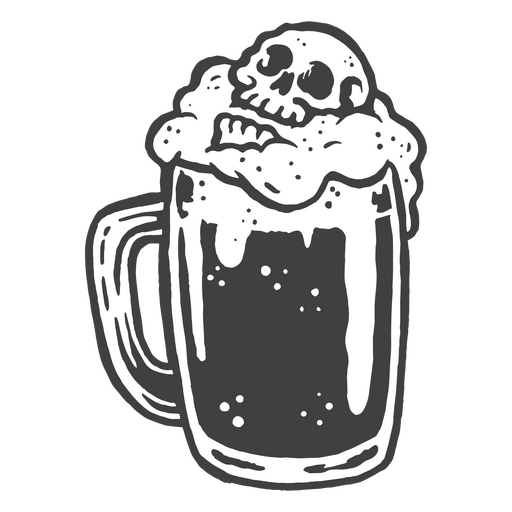 Ein Totenschädel, der aus dem Schaum eines Bierglases auftaucht PNG-Design