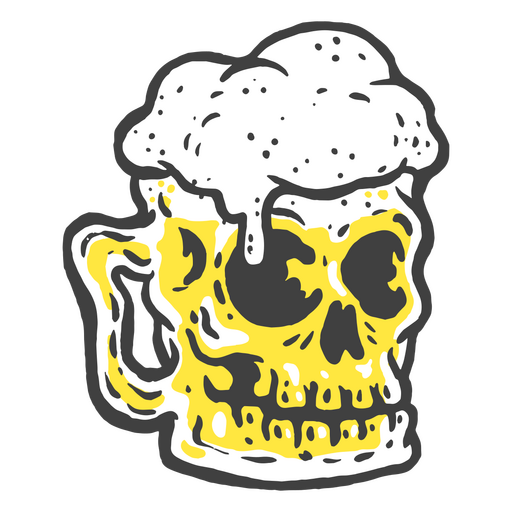 A beer mug shaped like a skull    PNG Design