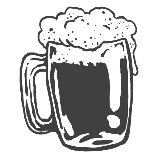 Drawing of a beer glass with a lot of foam    PNG Design