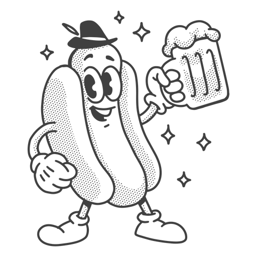 Drawing of a sausage celebrating Oktoberfest PNG Design