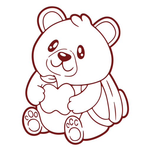 Cute kawaii-style teddy bear ready to go to school    PNG Design
