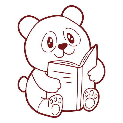 Fofo urso de pelúcia estilo kawaii lendo um livro Desenho PNG