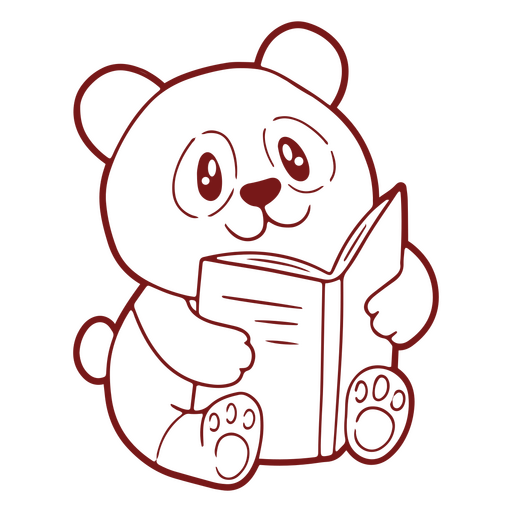 Niedlicher Teddybär im Kawaii-Stil, der ein Buch liest PNG-Design