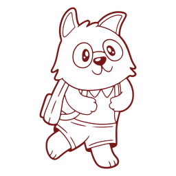 Süßer kleiner Fuchs im Kawaii-Stil, bereit zur Schule zu gehen PNG-Design