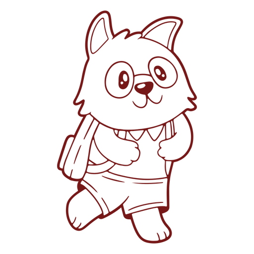 Cute kawaii-style little fox ready to go to school PNG Design