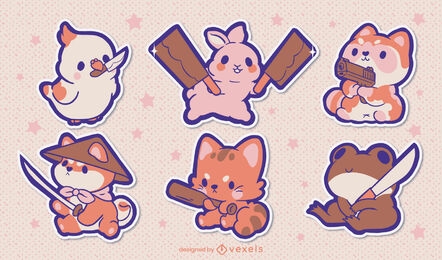 Cute deadly animals stickers set