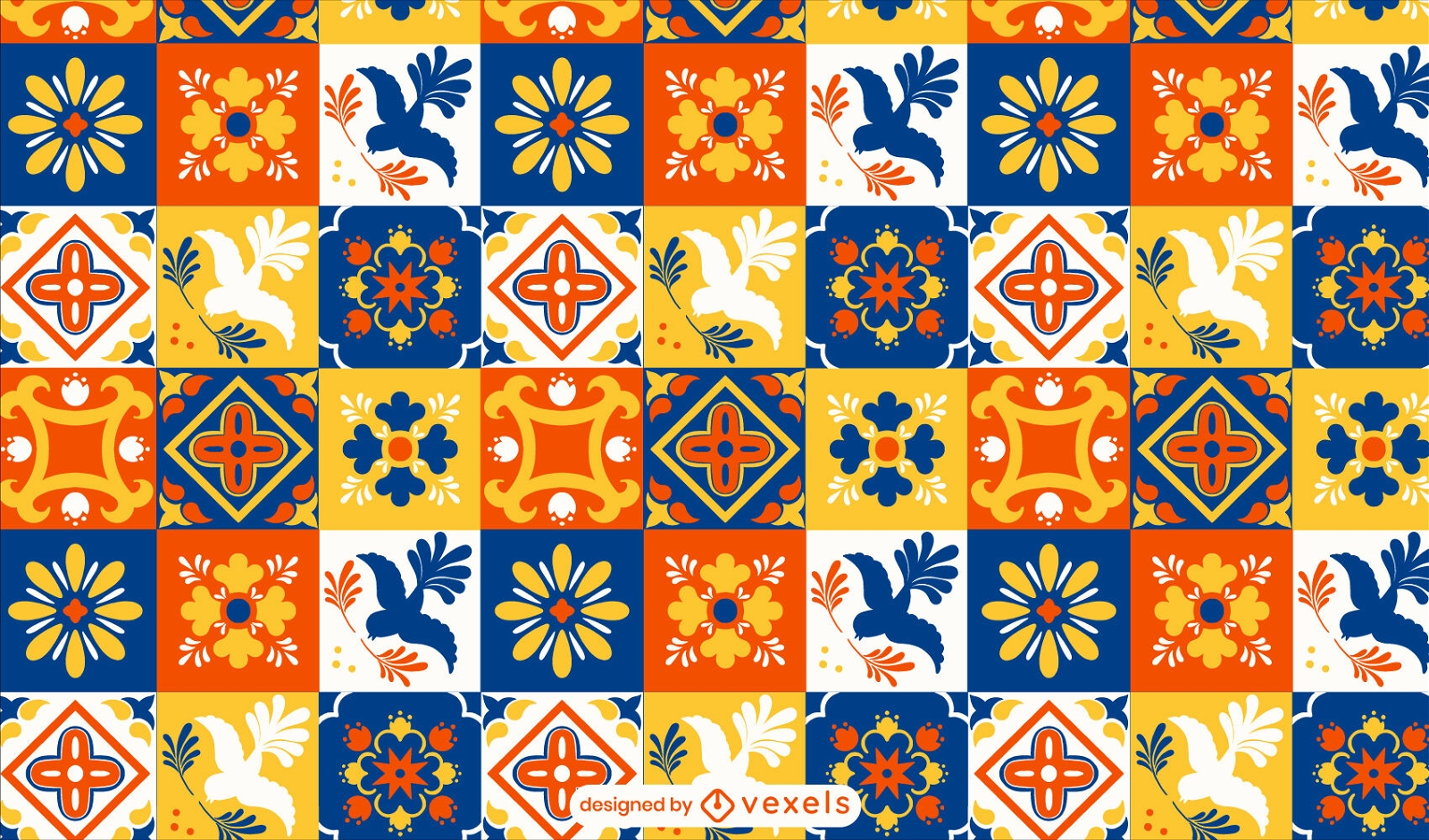 Diseño de patrón de azulejos de cerámica de Talavera