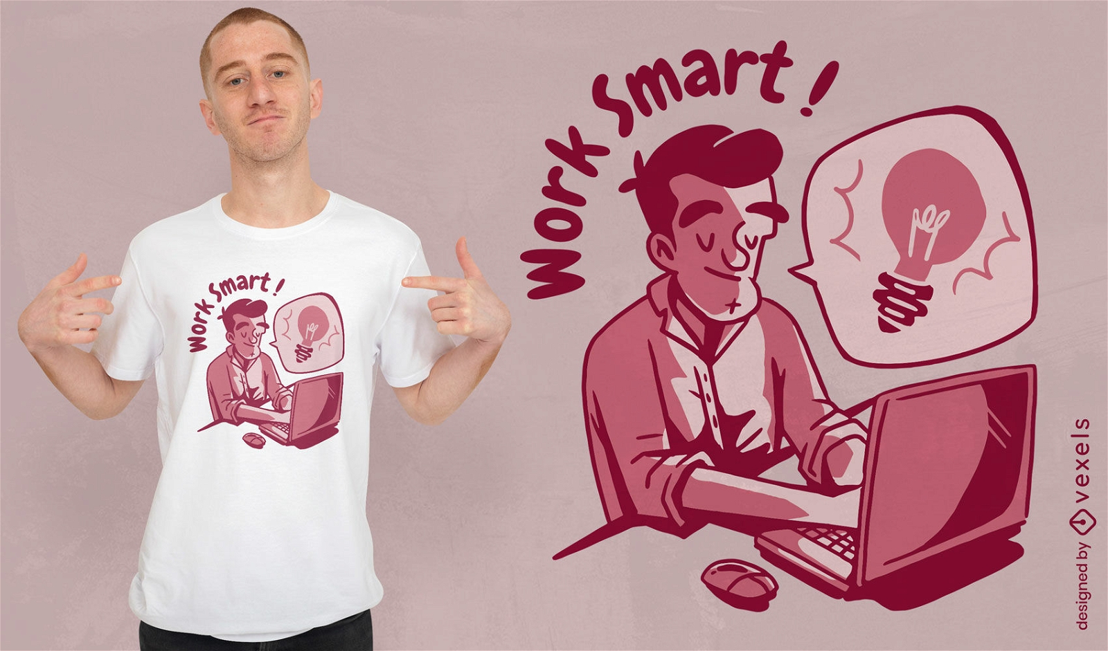 Work smart monochromatic t-shirt design