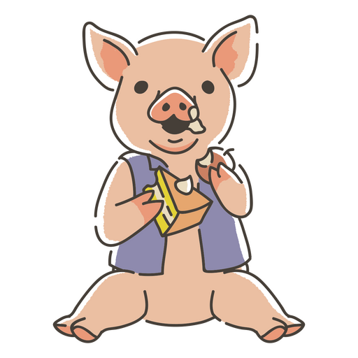 Ein süßes Ferkel, das Kuchen isst PNG-Design