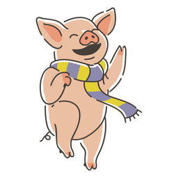 Adorable Piglet Wearing A Scarf PNG & SVG Design For T-Shirts