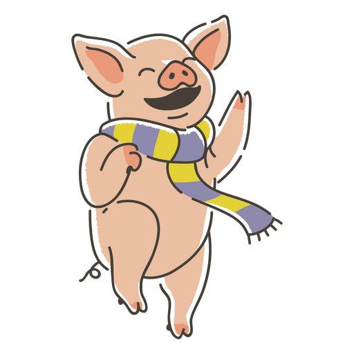 Adorable piglet wearing a scarf PNG Design