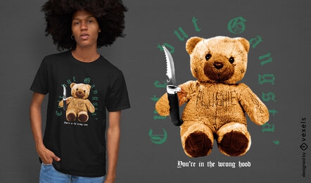 Design de camiseta psd de ursinho gangster