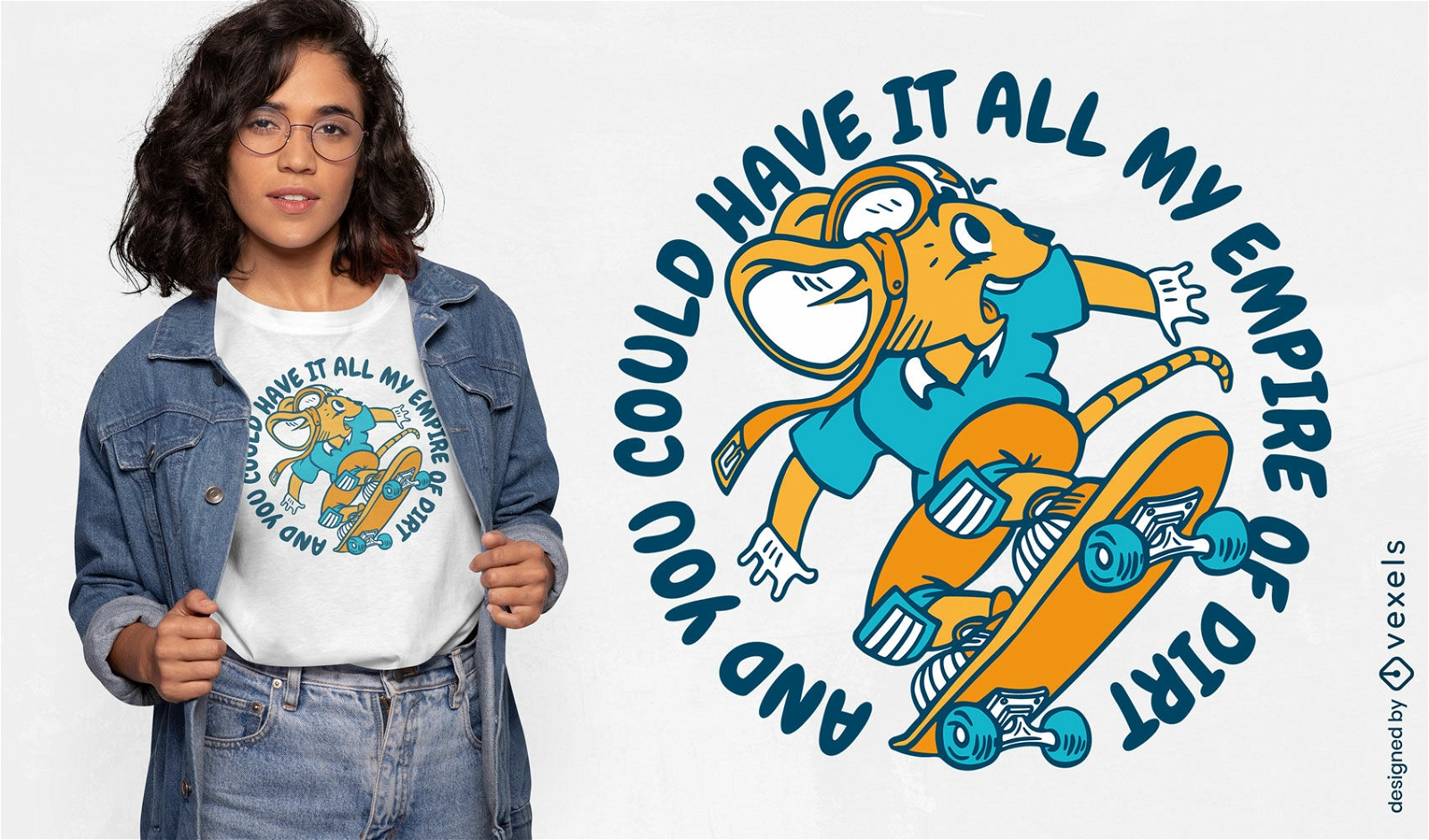 Mouse animal in skateboard t-shirt design
