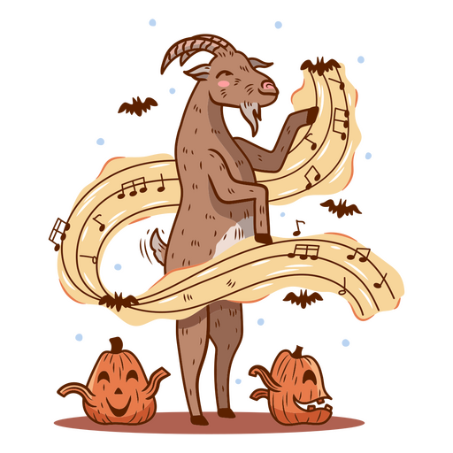 A goat dancing at a Halloween party PNG Design