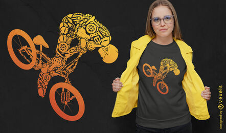Design de camiseta de silhueta gradiente de peças de BMX