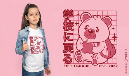 Kawaii bear animal with apple t-shirt design