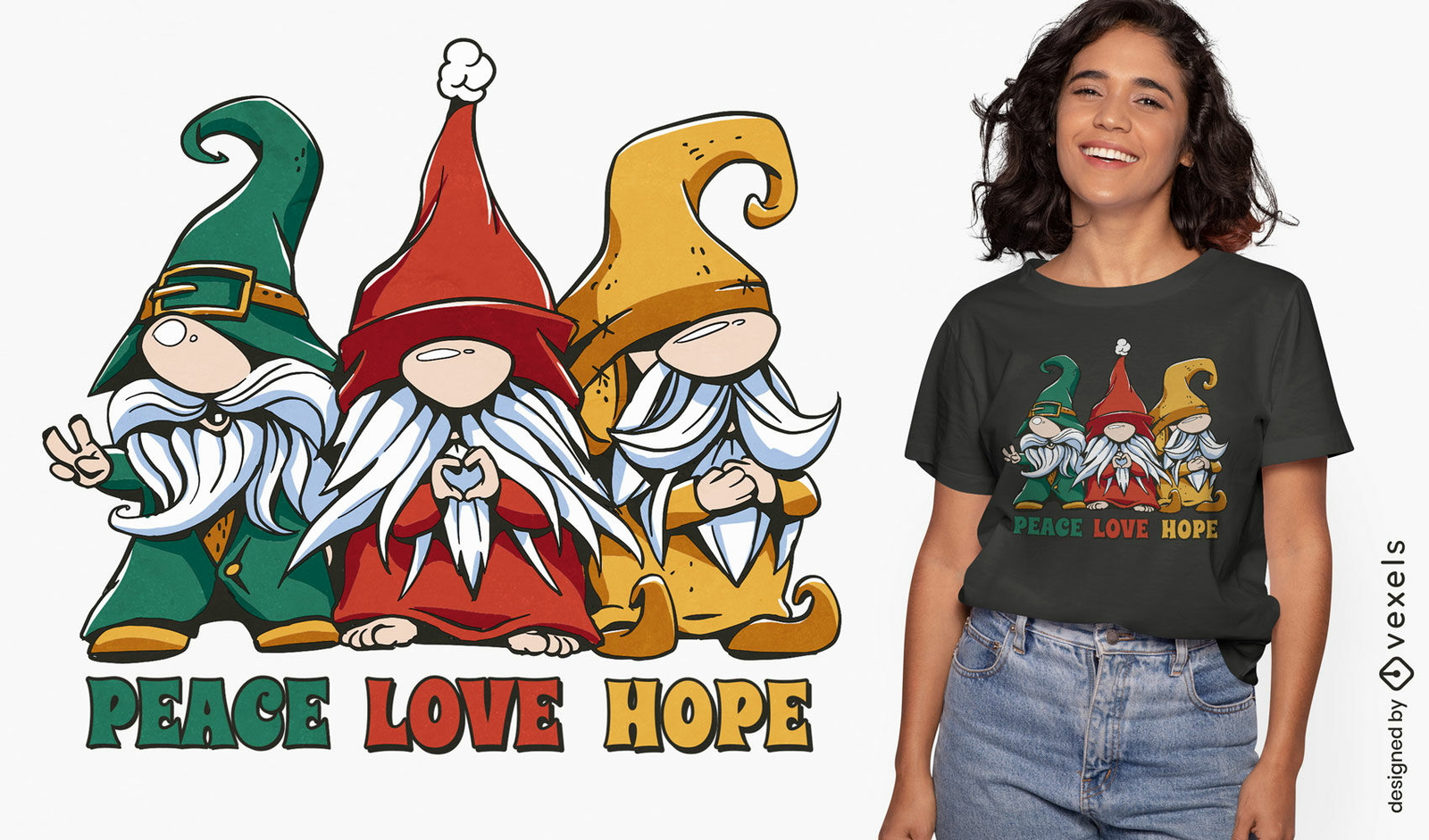 Divertido diseño de camiseta de criaturas de fantasía de gnomo