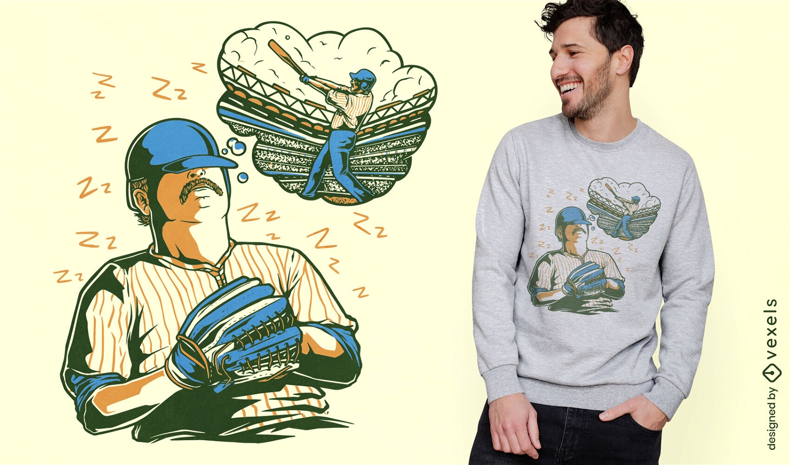Baseball-Sportspieler-T-Shirt-Design