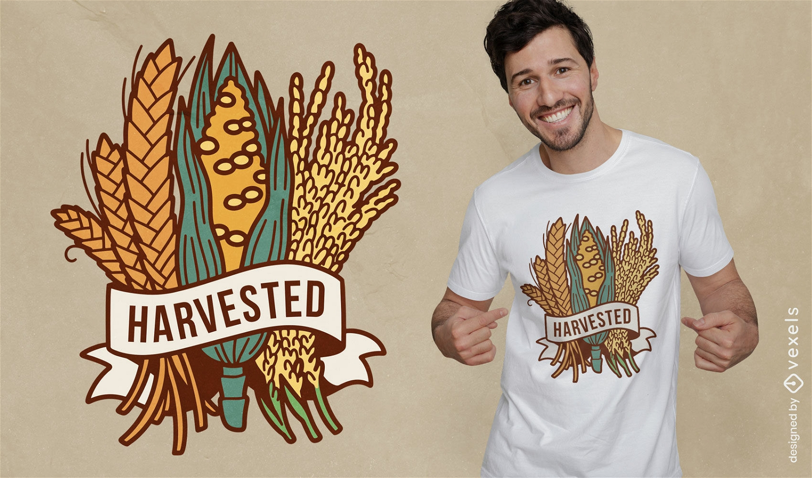 Design de camiseta de buqu? de comida de colheitas