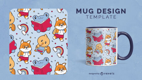 Cute animals back to school mug design
