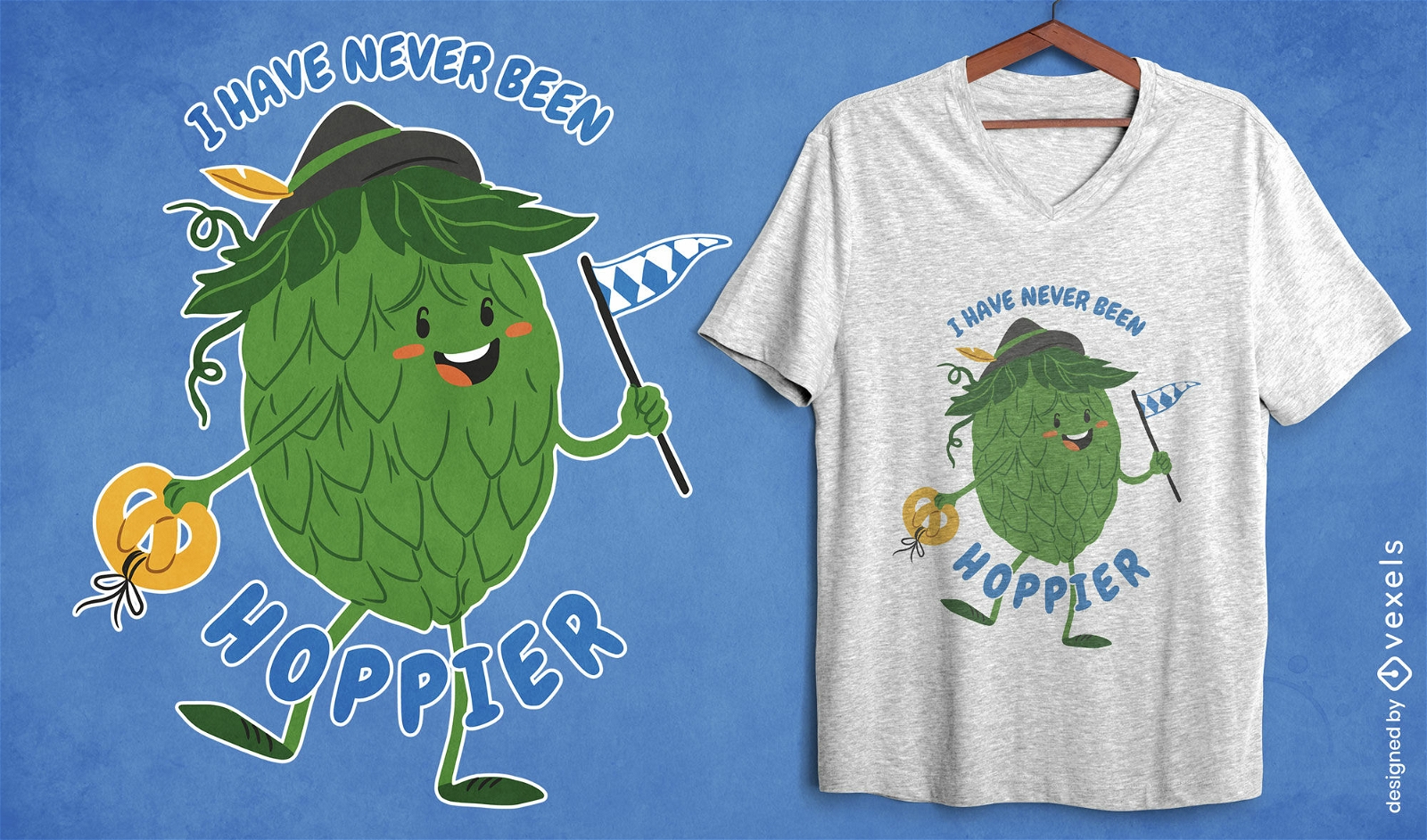 Oktoberfest hop cartoon t-shirt design