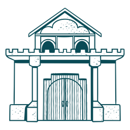 Un majestuoso castillo clásico con grandes columnas. Diseño PNG
