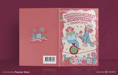 Diseño de portada de libro para colorear kawaii espeluznante