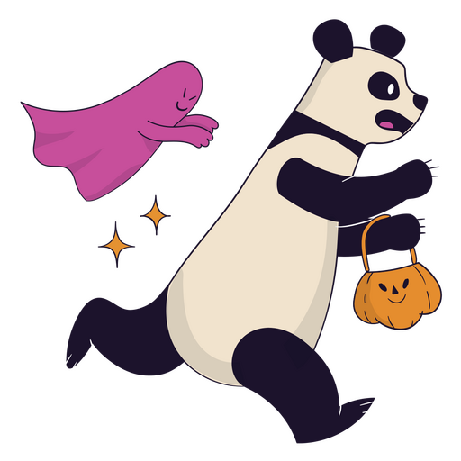 Erschrockener Panda, der von einem Geist läuft PNG-Design