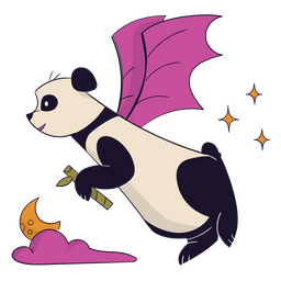 A mischievous panda soars with gargoyle wings PNG Design Transparent PNG