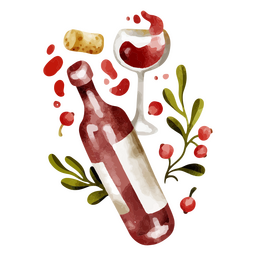 Disfrutando el Día de Acción de Gracias con una botella de vino Diseño PNG