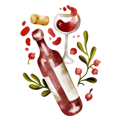 Genießen Sie Thanksgiving mit einer Flasche Wein PNG-Design