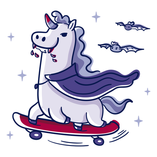 Einhorn, das fröhlich Skateboard fährt PNG-Design