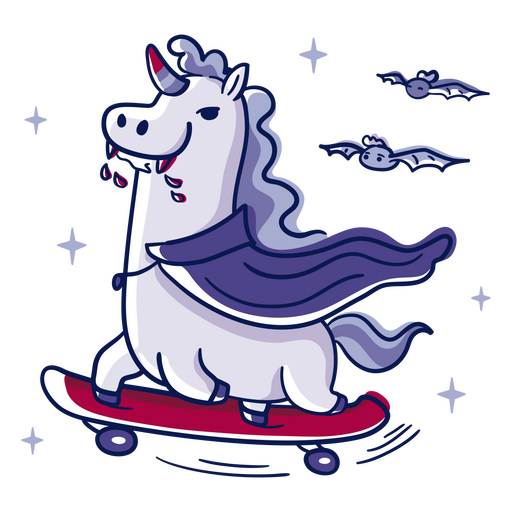 Unicornio patinando alegremente Diseño PNG